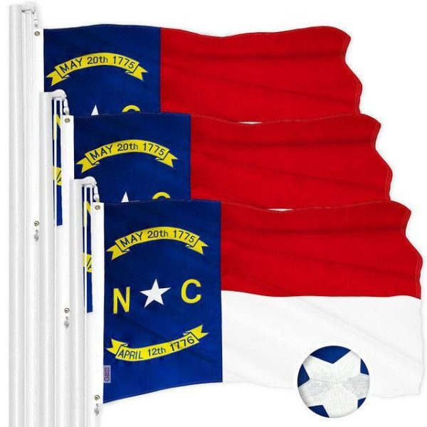 North Carolina State Flag 3x5 Ft 3-Pack Embroidered Polyester By G128
