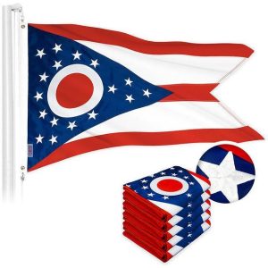 Ohio OH State Flag 3x5 Ft 5-Pack Embroidered Polyester By G128