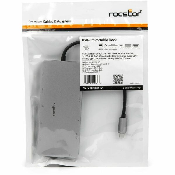 USB-C Portable Dock Multiport Adapter 100W PD 2x HDMI 1x VGA 4x USB-A SD/TF Gigabit RJ45 3.5mm Audio Port - Image 7