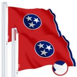 G128 2 Pack: Tennessee TN State Flag | 2x3 Ft | StormFlyer Series Embroidered 220GSM Spun Polyester | Embroidered Design, Indoor/Outdoor, Brass Grommets, Heavy Duty, All Weather