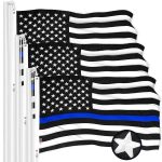G128 3 Pack: Thin Blue Line Flag | 16x24 In | ToughWeave Series Embroidered 300D Polyester | Duty and Honor Flag, Embroidered Design, Indoor/Outdoor, Brass Grommets