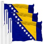 G128 3 Pack: Bosnia and Herzegovina Flag | 3x5 Ft | LiteWeave Pro Series Printed 150D Polyester | Country Flag, Vibrant Colors, Brass Grommets, Thicker and More Durable Than 100D 75D Poly