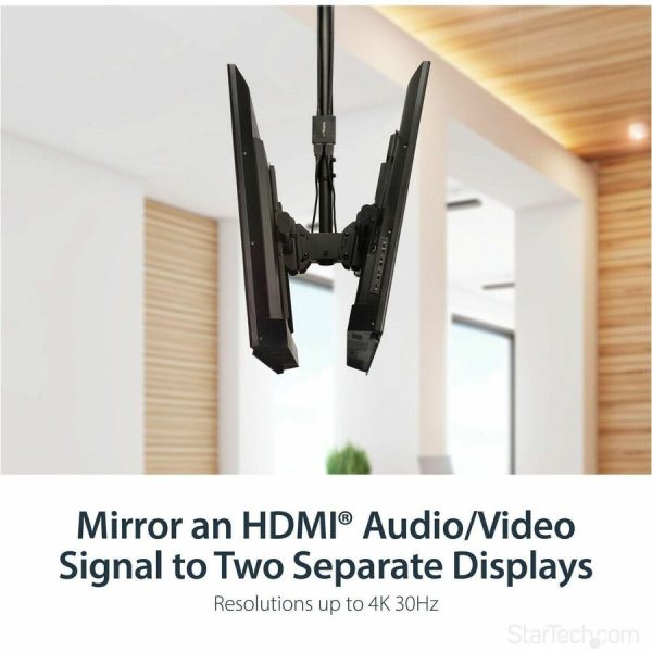 StarTech.com HDMI Splitter 1 In 2 Out - 4k 30Hz - 2 Port - Supports 3D video - Powered HDMI Splitter - HDMI Audio Splitter - Image 2