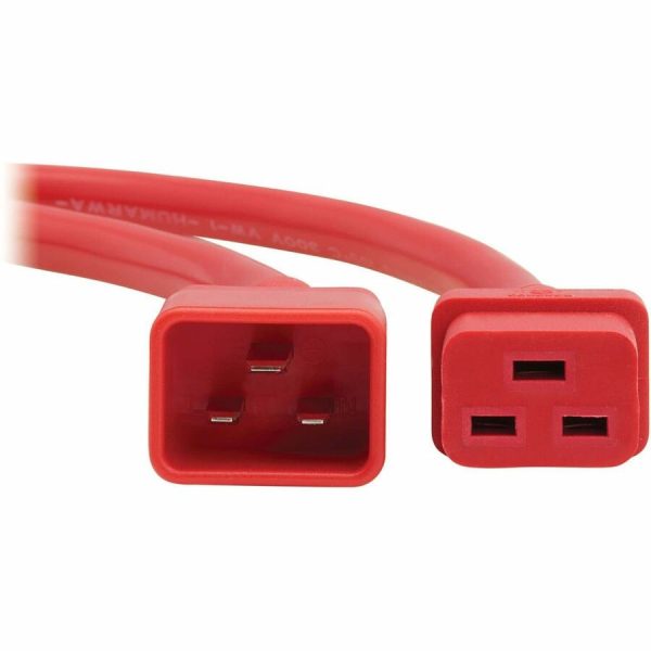 Eaton Tripp Lite Series Power Extension Cord, C20 to C19 - Heavy-Duty, 20A, 250V, 12 AWG, 6 ft. (1.8 m), Red - Image 3