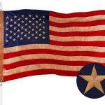 G128 American USA Tea-Stained Flag | 3x5 Ft | ToughWeave Pro Series Embroidered 420D Polyester | Embroidered Stars