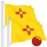 G128 2 Pack: New Mexico NM State Flag | 3x5 Ft | Embroidered 220GSM SPUN POLYESTER - Embroidered Stars, Sewn Stripes, Brass Grommets, Indoor/Outdoor, Vibrant Colors, Heavy Duty SPUN POLYESTER