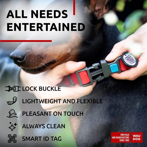 WAUDOG Waterproof Dog Collar   Adjustable Dog Collar for Large Dogs Small and Medium Dogs   Breakaway Dog Collar Waterproof with Plastic Buckle and QR Dog Tag   Boy & Girl Dog Collars (Red) - Image 5