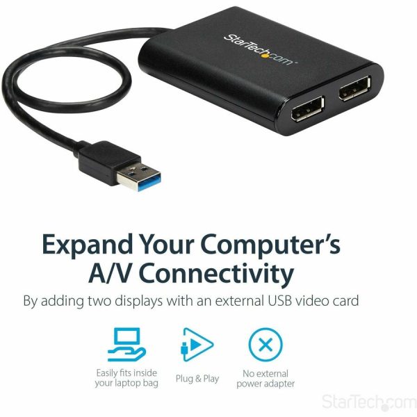 StarTech.com USB to Dual DisplayPort Adapter - 4K 60Hz - USB 3.0 5Gbps - USB Dual Monitor Adapter - Dual DisplayPort Adapter - DisplayLink Certified - Image 5