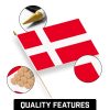 G128 30 Pack Handheld Denmark Danish Stick Flags | 12x18 In | Printed 150D Polyester, Country Flag, Solid Wooden Stick, Spear Gold Tip - Image 8