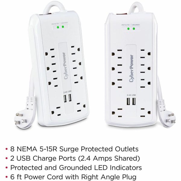 CyberPower CSP806U Professional 8 - Outlet Surge Protector with 3000 J Surge Suppression - Image 2