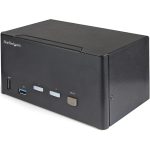 StarTech.com 2 Port Triple Monitor DisplayPort KVM Switch 4K 60Hz UHD HDR, DP 1.2 KVM Switch, 2-Pt USB 3.0 Hub, 4x USB HID, Audio, Hotkey