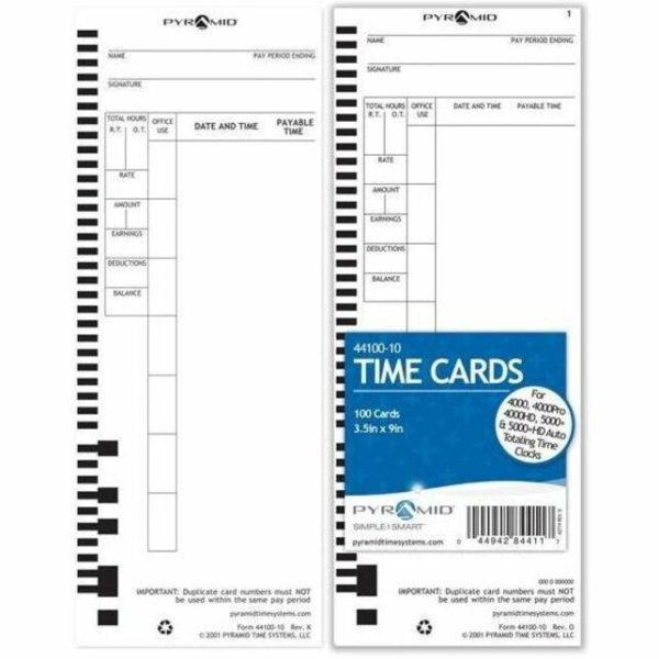 Pyramid Time Systems 44100-10 Time Cards, 100/pk - Image 3