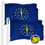 G128 2 Pack: Indiana IN State Flag | 4x6 Ft | ToughWeave Series Embroidered 300D Polyester | Embroidered Design, Indoor/Outdoor, Brass Grommets
