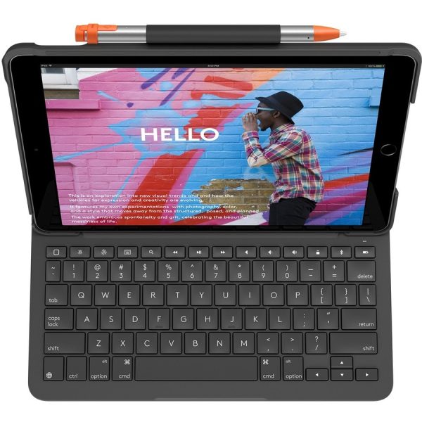 Logitech Slim Folio Keyboard/Cover Case (Folio) iPad (7th Generation), iPad (8th Generation), iPad (9th Generation) Tablet - Graphite - Image 2