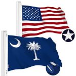 G128 Combo Pack: American USA Flag 3x5 Ft & South Carolina Flag 3x5 Ft, Both Embroidered SPUN Polyester, Indoor/Outdoor, Brass Grommets