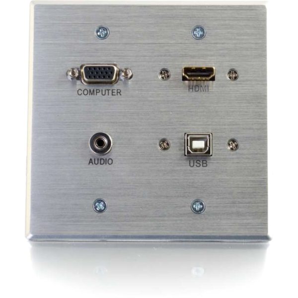 C2G HDMI, VGA, 3.5mm Audio and USB Pass Through Wall Plate - Double Gang - Image 2