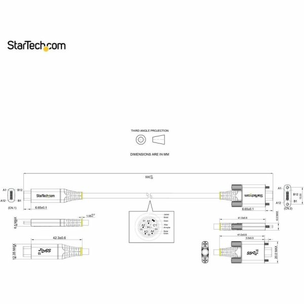 StarTech.com 20" 50cm Side Screw Locking USB C Cable 10Gbps, USB 3.1 Type-C Cable, 5A/100W PD, DP Alt Mode, Dual Screw Lock USB-C Cord - Image 9