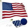 G128 - 6 Feet Tangle Free Spinning Flagpole (White) American USA Flag Brass Grommets Spun Polyester 3x5 ft (Flag Included) Aluminum Flag Pole