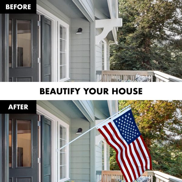 G128 - 6 Feet Tangle Free Spinning Flagpole (White) American USA Flag Brass Grommets Spun Polyester 3x5 ft (Flag Included) Aluminum Flag Pole - Image 3