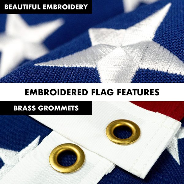 G128 - 6 Feet Tangle Free Spinning Flagpole (White) American USA Flag Brass Grommets Spun Polyester 3x5 ft (Flag Included) Aluminum Flag Pole - Image 4