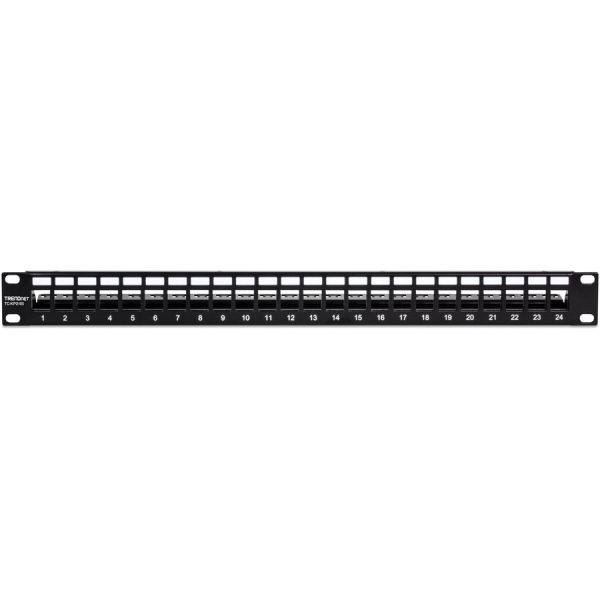 TRENDnet 24-Port Blank Keystone Shielded 1U Patch Panel, 1U 19" Rackmount Housing, Protects Against EMI/RFI Noise, Recommended With TC-K06C6A Cat6A Keystone Jacks (Sold Separately), Black, TC-KP24S - Image 3