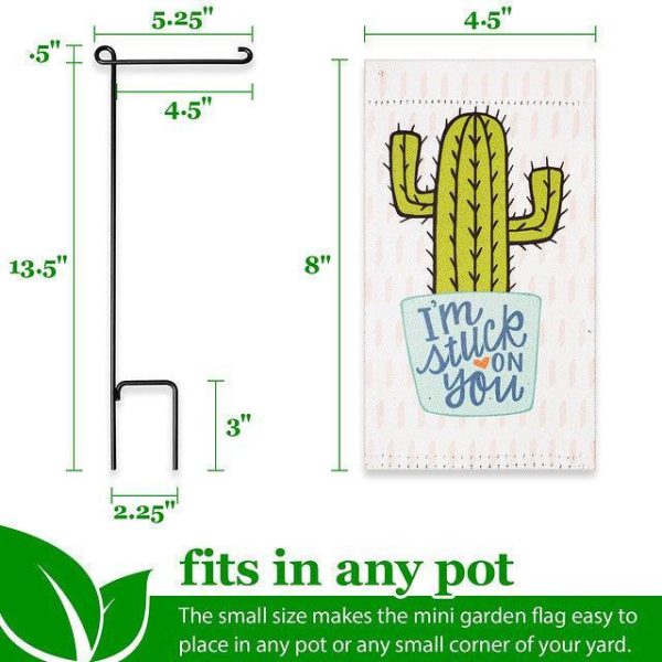 G128 Garden Flag & Stand I'm Stuck on You Cactus | 4x8 Inch | Printed Blockout Polyester - Image 4