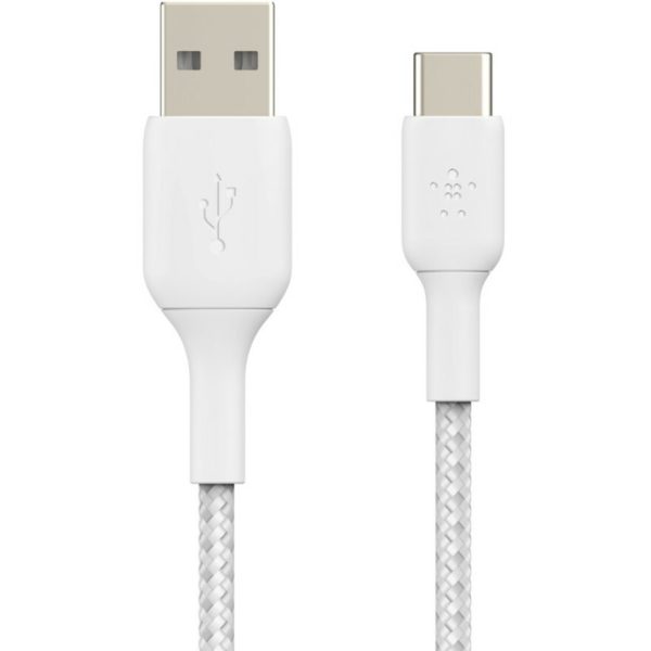 Belkin BoostCharge Braided USB-C to USB-A Cable (2 meter / 6.6 foot, White) - Image 2