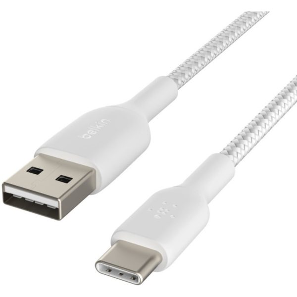Belkin BoostCharge Braided USB-C to USB-A Cable (2 meter / 6.6 foot, White) - Image 4