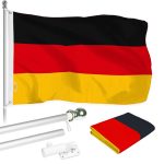 G128 - 6 Feet Tangle Free Spinning Flagpole (Silver) Germany Brass Grommets Printed 3x5 ft (Flag Included) Aluminum Flag Pole