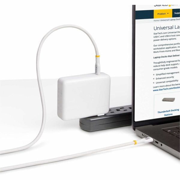 StarTech.com 6ft White USB-C Charging Cable, USB-IF Certified USB C Cable, 240W PD EPR, USB 2.0 Type-C Laptop Charger Cord, TPE Jacket,M/M - Image 5