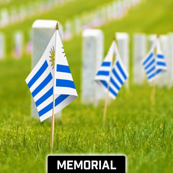 G128 30 Pack Handheld Uruguay Uruguayan Stick Flags | 12x18 In | Printed 150D Polyester, Country Flag, Solid Wooden Stick, Spear Gold Tip - Image 4
