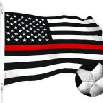 G128 - Thin Red Line Flag Embroidered 2.5x4 FT Heavy Duty 220GSM Tough Spun Polyester U.S. American Flag Brass Grommets Honoring Fire Fighters and EMTs Black White and Red US Flag