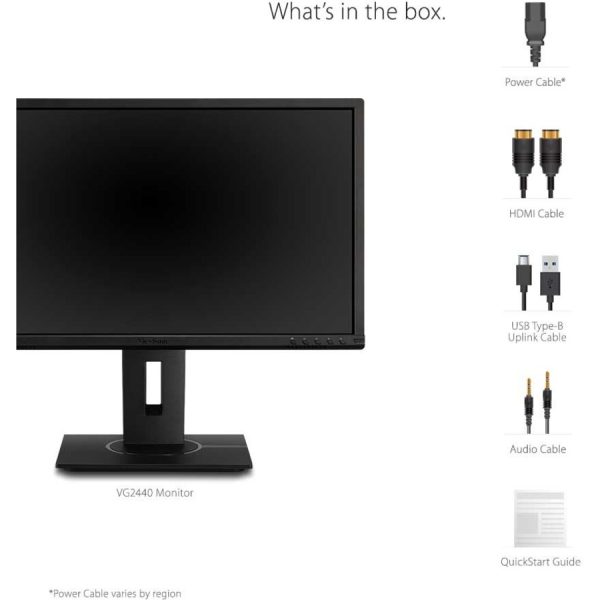 ViewSonic VG2440 24 Inch IPS 1080p Ergonomic Monitor with HDMI, DisplayPort, VGA, USB Inputs for Home and Office - Image 9