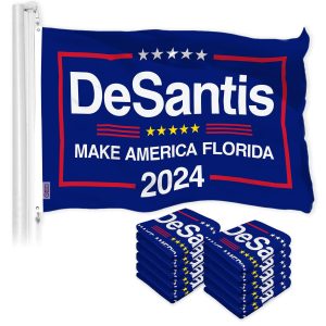 G128 10 Pack: DeSantis Election Make America Florida Flag | 3x5 Ft | LiteWeave Pro Printed 150D Polyester | Election Flag, Vibrant Colors, Brass Grommets, Thicker and More Durable Than 100D 75D Poly