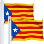 G128 2 Pack: Blue Estelada (Catalan) Flag | 3x5 feet | Printed 150D Indoor/Outdoor, Vibrant Colors, Brass Grommets, Quality Polyester, Much Thicker More Durable Than 100D 75D Polyester