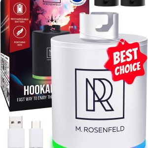 White Hookah Pump with 1300 mAh Rechargeable Battery   Electric Hookah Air Pump Kit with Led Light   Mini Hookah Pump Starter   Universal Shisha Hookah Starter Kit Helper   Hookah Starter