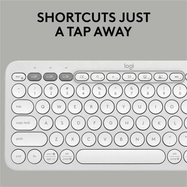 Logitech Pebble Keys 2 K380s, Multi-Device Bluetooth Wireless Keyboard with Customizable Shortcuts, Tonal White - Image 4