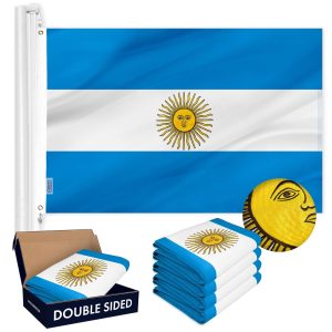 Argentina Argentianian Flag 3x5 Ft 5-Pack Double-sided Embroidered Polyester By G128