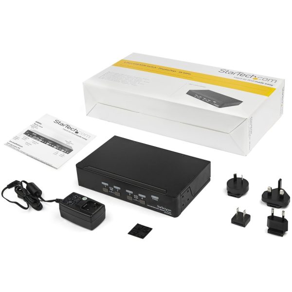 StarTech.com 4 Port DisplayPort KVM Switch - 4K 60Hz - Single Display - UHD DP 1.2 USB KVM Switch with USB 2.0 Hub & Audio - TAA Compliant - Image 2