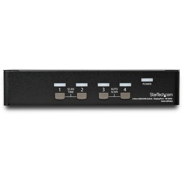 StarTech.com 4 Port DisplayPort KVM Switch - 4K 60Hz - Single Display - UHD DP 1.2 USB KVM Switch with USB 2.0 Hub & Audio - TAA Compliant - Image 3