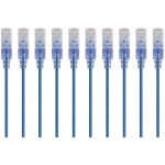 Monoprice 10-Pack, SlimRun Cat6A Ethernet Network Patch Cable, 1ft Blue