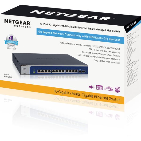 Netgear 12-Port 10-Gigabit/Multi-Gigabit Ethernet Smart Managed Plus Switch (XS512EM) - Image 5