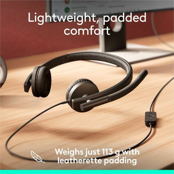 Logitech H570e USB Wired Stereo Headset, USB-A, Noise-Canceling Mics, Inline Controls, Certified for Microsoft Teams, Black - Image 5