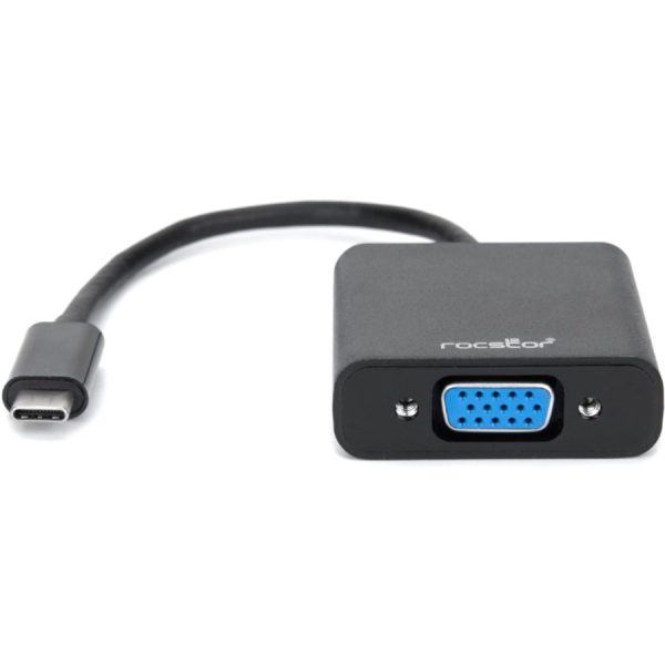 Rocstor Premium USB-C™ to VGA adapter Converter- 6" - USB Type-C to VGA Video Adapter - For use with Macbook®, Macbook Pro®, Chromebook®, Notebook, Projectors, TV, Netbook - 1 Pack - 1 x HD-15 Female VGA - 1 x Type C Male USB - Black USB-C TO VGA VIDEO CONVERTER - Image 2