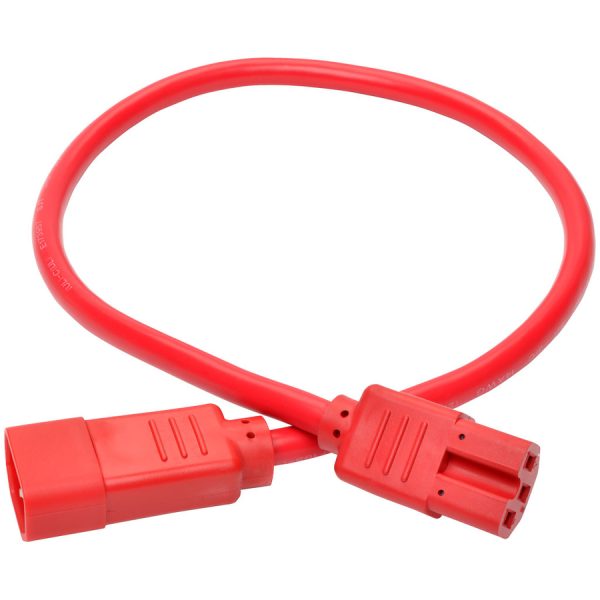 Eaton Tripp Lite Series Power Cord C14 to C15 - Heavy-Duty, 15A, 250V, 14 AWG, 2 ft. (0.61 m), Red - Image 2