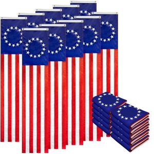 G128 10-Pack: Betsy Ross Pull Down Bunting Flag | 1.67x8 Ft | Embroidered Polyester