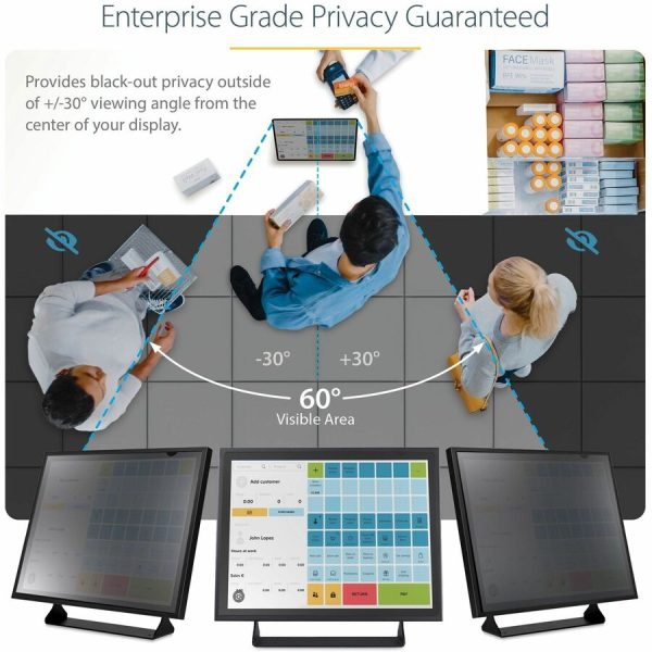 StarTech.com 19-inch 5:4 Computer Monitor Privacy Filter, Anti-Glare Privacy Screen w/51% Blue Light Reduction, +/- 30 deg. View Angle - Image 6