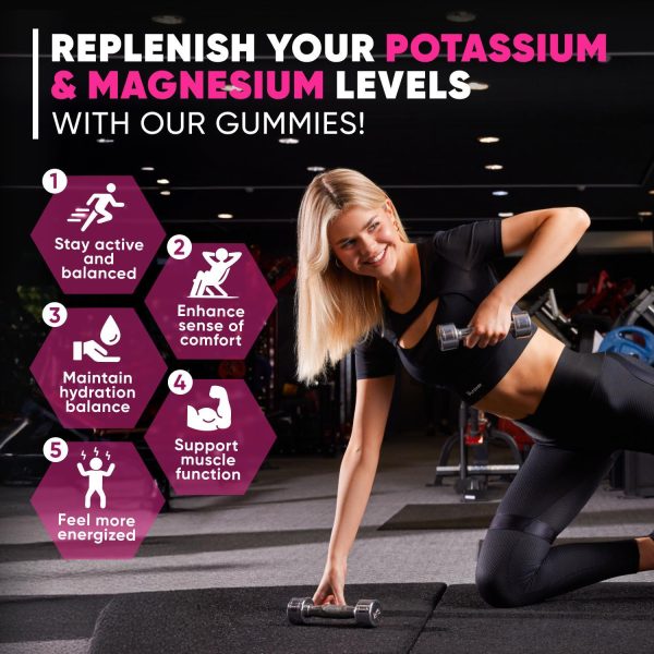 Potassium Magnesium Complex Gummies for Women and Men, High Absorption Potassium Citrate Supplement for Hydration, Muscle & Heart Health Support, Raspberry Flavor, Sugar-Free, 60 Veggie Gummies - Image 7