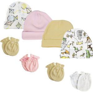 Boys Girls Caps And Mittens (pack Of 8) Nc_0296