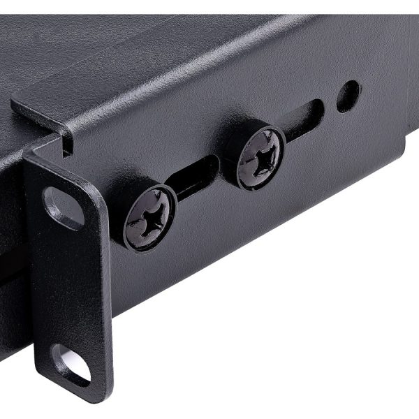 StarTech.com 1U 4-Post 19.5 to 38in Adjustable Mounting Depth Rack Mount Shelf - Heavy Duty Fixed Rack Shelf - 330 lb / 150kg - 27.5in Deep - Image 6